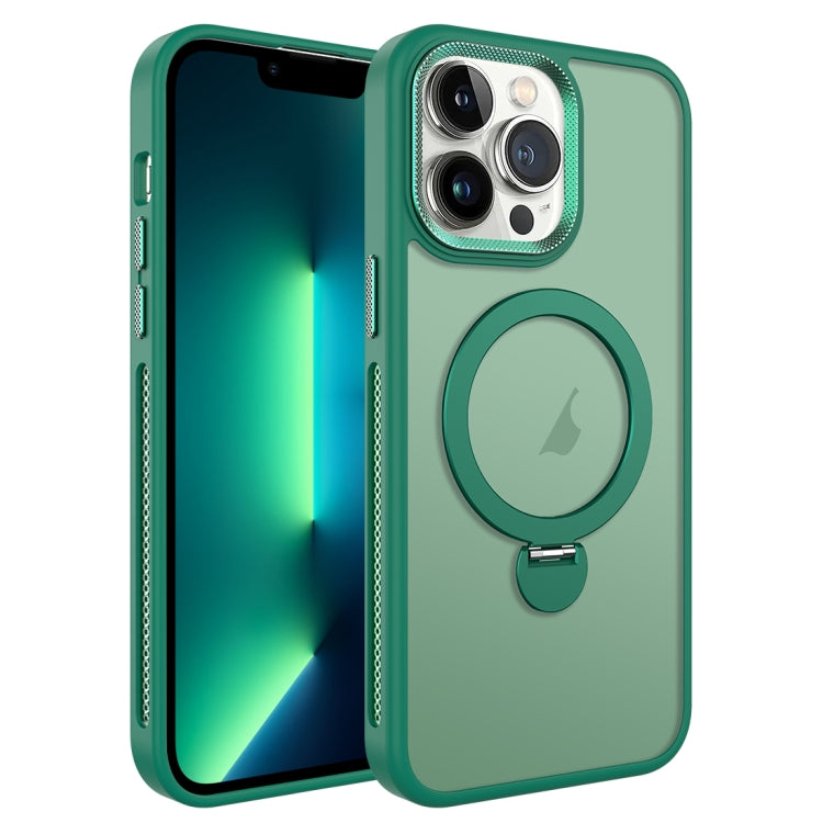 For iPhone 13 Pro MagSafe Magnetic Holder Breathable Phone Case(Green) - iPhone 13 Pro Cases by buy2fix | Online Shopping UK | buy2fix