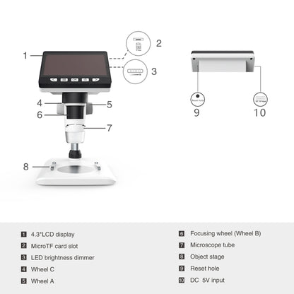 inskam307 0-40mm 1080P 4.3 inch LCD Screen Mobile Phone Repair Industry HD Electron Didital Microscope - Digital Microscope by buy2fix | Online Shopping UK | buy2fix