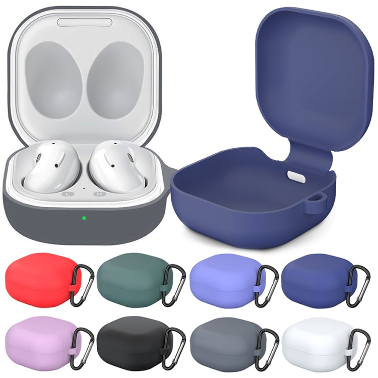 For New Samsung Galaxy Buds Live/Pro Solid Color Anti-fall Earphone Protective Case with Hook(Purple) - Samsung Earphone Case by buy2fix | Online Shopping UK | buy2fix