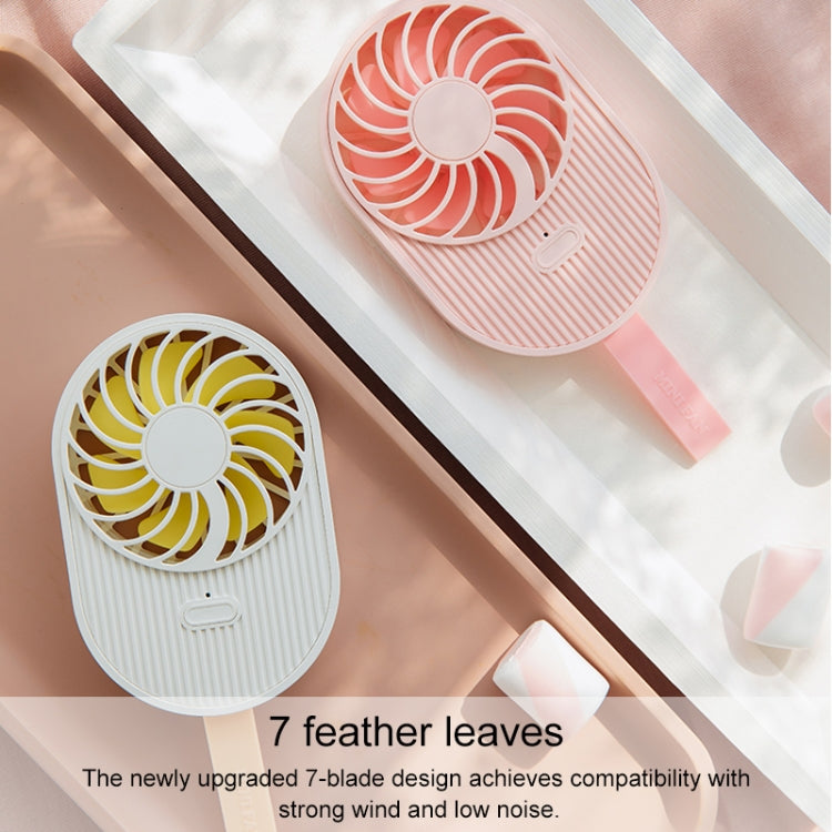 LLD-17 0.7-1.2W Ice Cream Shape Portable 2 Speed Control USB Charging Handheld Fan with Lanyard (White) - Consumer Electronics by buy2fix | Online Shopping UK | buy2fix