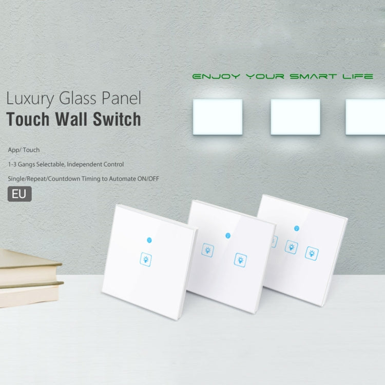 WS-EU-03 EWeLink APP & Touch Control 2A 3 Gangs Tempered Glass Panel Smart Wall Switch, AC 90V-250V, EU Plug - Consumer Electronics by buy2fix | Online Shopping UK | buy2fix