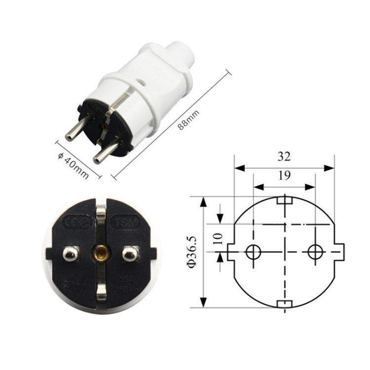 16A Detachable Wiring Power Plug, EU Plug - Plug Adaptor by buy2fix | Online Shopping UK | buy2fix