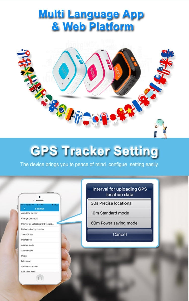 V28 Necklace Style GSM Mini LBS WiFi AGPS Tracker SOS Communicator(Blue) - Personal Tracker by buy2fix | Online Shopping UK | buy2fix