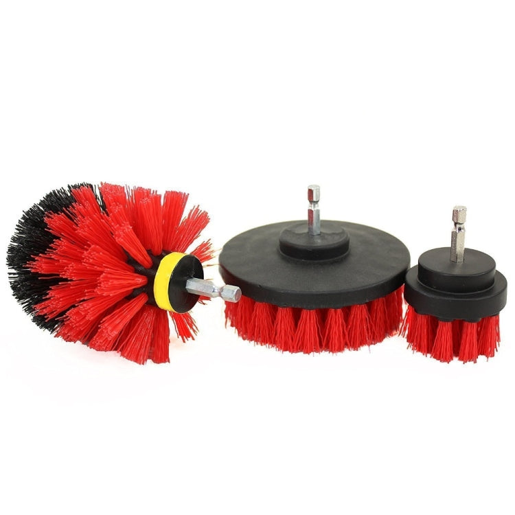 3 PCS Bathroom Kitchen Cleaning Brushes Kit for Electric Drill(Red) - Sponges, Cloths & Brushes by buy2fix | Online Shopping UK | buy2fix