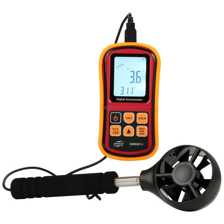 BENETECH GM8901+ High Accuracy Anemometer Wind Speed Gauge Temperature Measure Digital LCD Display Meter Measuring Tool - Tachometers & Anemometer by BENETECH | Online Shopping UK | buy2fix