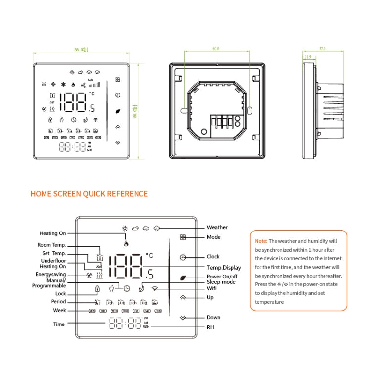 BHT-006GCLW 95-240V AC 5A Smart Home Heating Thermostat for EU Box, Control Boiler Heating with Only Internal Sensor, WiFi (Black) - Consumer Electronics by buy2fix | Online Shopping UK | buy2fix