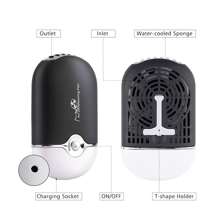 Portable Mini USB Charging Air Conditioner Refrigerating Handheld Small Fan (Black) - Consumer Electronics by buy2fix | Online Shopping UK | buy2fix