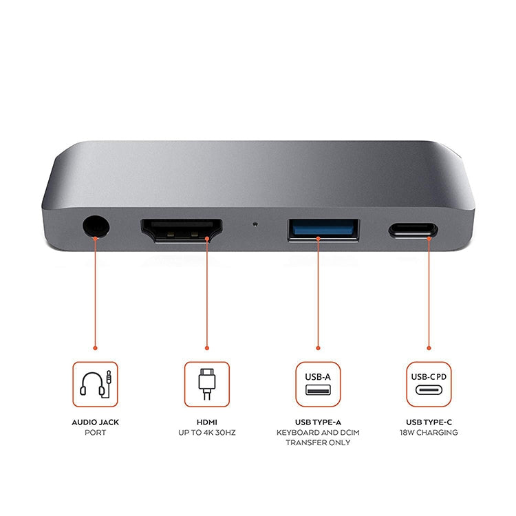 HW-TC29 4 In 1 Type-C / USB-C Multifunctional Extension HUB Adapter iPad Pro Hub (Grey) - Computer & Networking by buy2fix | Online Shopping UK | buy2fix