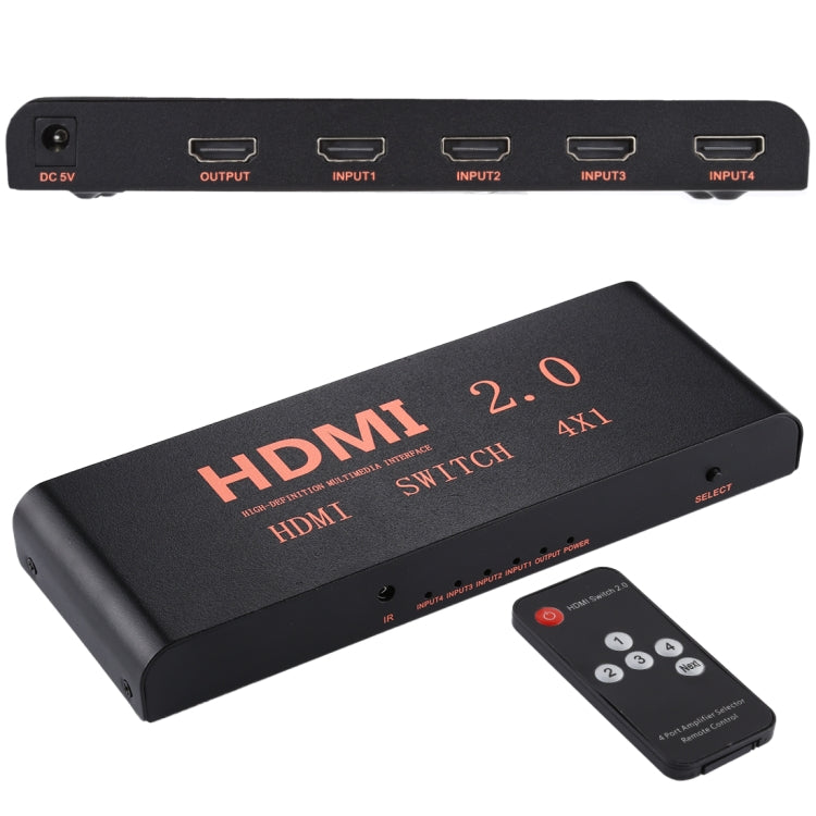 4X1 4K/60Hz HDMI 2.0 Switch with Remote Control, EU Plug - Switch by buy2fix | Online Shopping UK | buy2fix