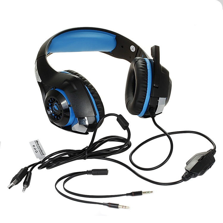 Beexcellent GM-1 Stereo Bass Gaming Wired Headphone with Microphone & LED Light, For PS4, Smartphone, Tablet, PC, Notebook(Blue) - Multimedia Headset by buy2fix | Online Shopping UK | buy2fix