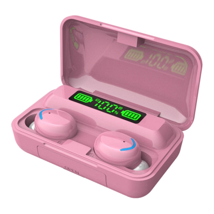 F9-5C Macaron Series LED Light + Digital Display Noise Reduction Bluetooth Earphone(Pink) - Bluetooth Earphone by buy2fix | Online Shopping UK | buy2fix