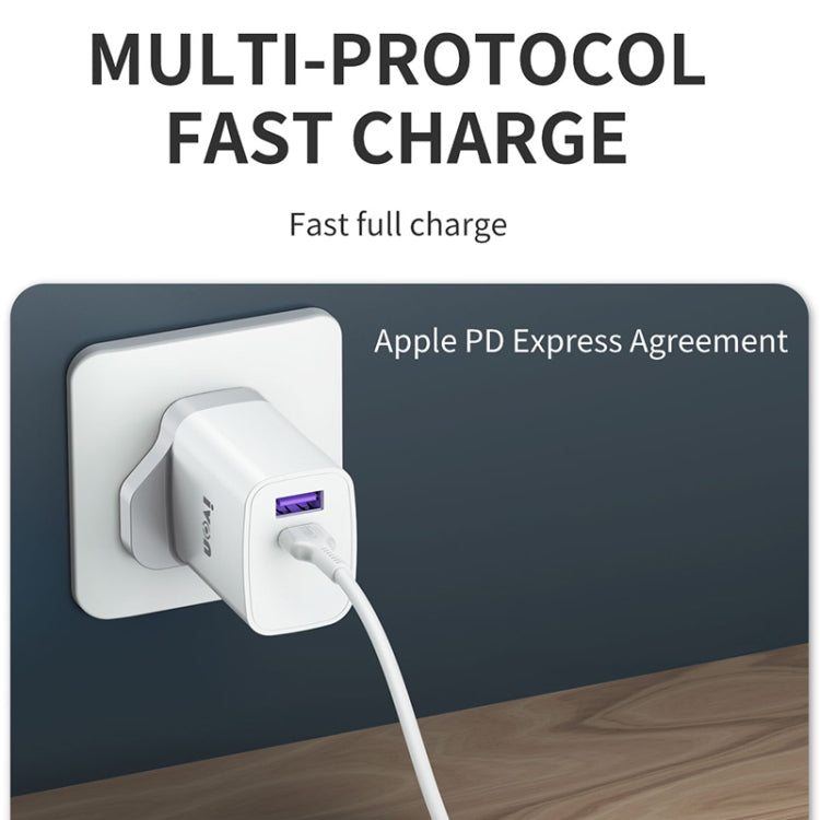 IVON AD52 18W USB-C / Type-C + USB Dual Port PD Fast Charge(EU Plug) - Apple Accessories by IVON | Online Shopping UK | buy2fix