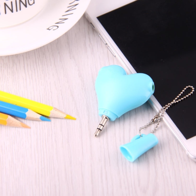 1 Male to 2 Females 3.5mm Jack Plug Multi-function Heart Shaped Earphone Audio Video Splitter Adapter with Key Chain for iPhone, iPad, iPod, Samsung, Xiaomi, HTC and Other 3.5 mm Audio Interface Electronic Digital Products(Blue) - Splitter Adapter by buy2fix | Online Shopping UK | buy2fix