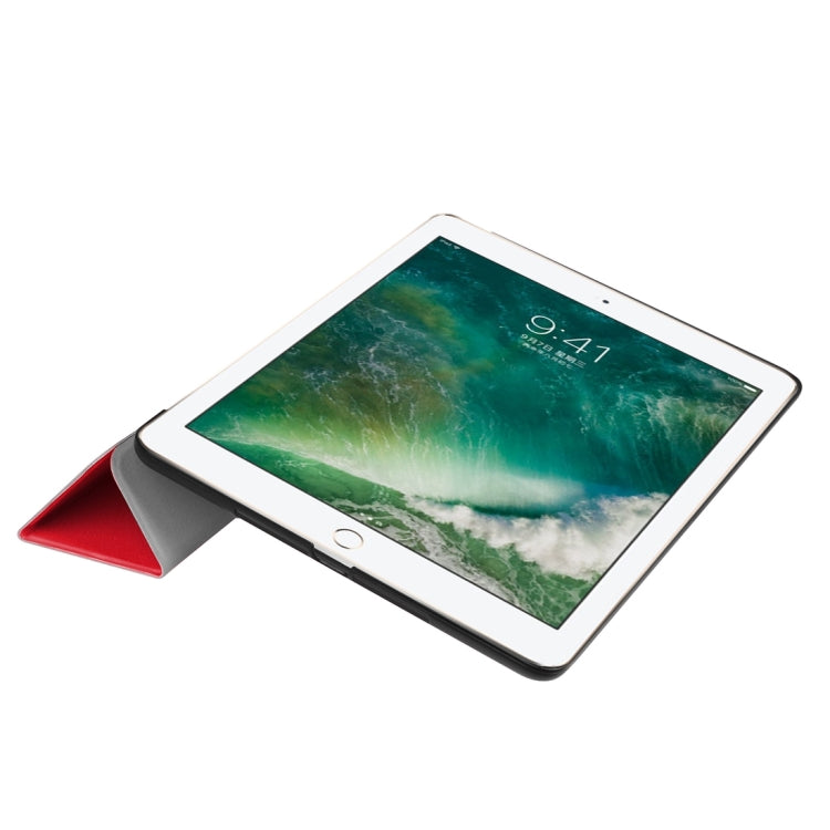 For iPad 9.7 (2018) & iPad 9.7 (2017) Custer Texture Horizontal Flip Leather Case with Three-folding Holder & Sleep / Wake-up Function(Red) - iPad 9.7 (2018) & (2017) Cases by buy2fix | Online Shopping UK | buy2fix