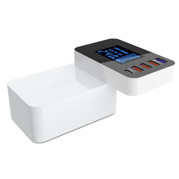 CDA33Q 40W QC 3.0 USB + 3 USB Ports + USB-C / Type-C Ports Multi-function Charger with LED Display, AU Plug - Multifunction Charger by buy2fix | Online Shopping UK | buy2fix