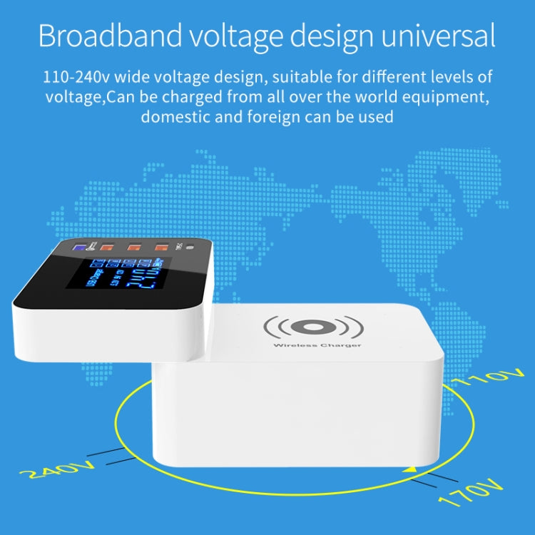 CDA33Q 40W QC 3.0 USB + 3 USB Ports + USB-C / Type-C Ports Multi-function Charger with LED Display, UK Plug - Multifunction Charger by buy2fix | Online Shopping UK | buy2fix