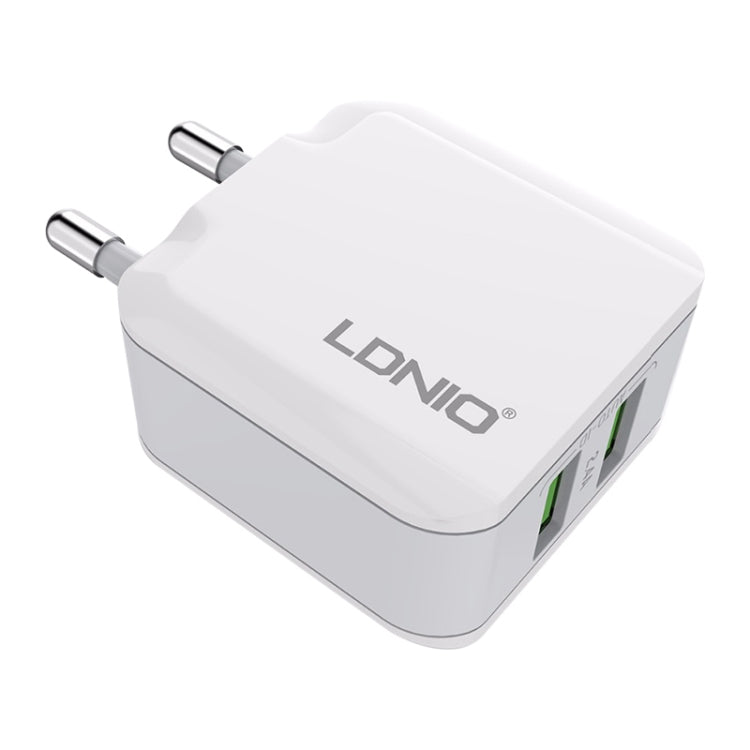 LDNIO A2201 2.4A Dual USB Charging Head Travel Direct Charge Mobile Phone Adapter Charger With Type-C Data Cable(EU Plug) - Apple Accessories by LDNIO | Online Shopping UK | buy2fix