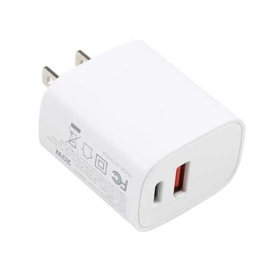 U087 20W USB-C / Type-C + USB Ports Fast Charging Travel Charger, US Plug - USB Charger by buy2fix | Online Shopping UK | buy2fix