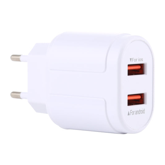 LZ-022 5V 2.4A Dual USB Ports Travel Charger, EU Plug (White) - USB Charger by buy2fix | Online Shopping UK | buy2fix