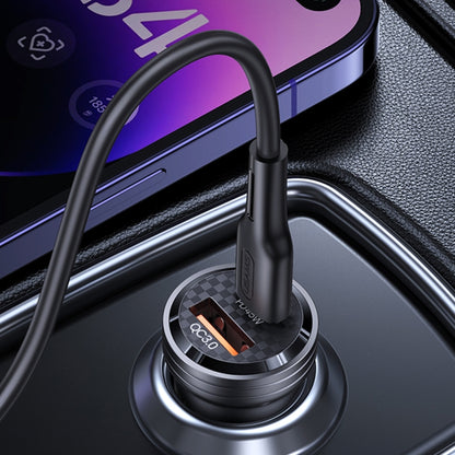 USAMS US-CC175 C35 45W Aluminum Alloy Transparent Dual USB Port Mini Car Charger (Black) - In Car by USAMS | Online Shopping UK | buy2fix