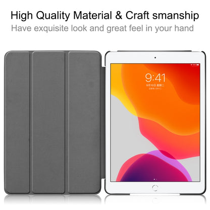 For iPad 10.2 Custer Texture Horizontal Flip Smart PU Leather Case with Sleep / Wake-up Function & Three-folding Holder (White) - iPad 10.2 Cases by buy2fix | Online Shopping UK | buy2fix