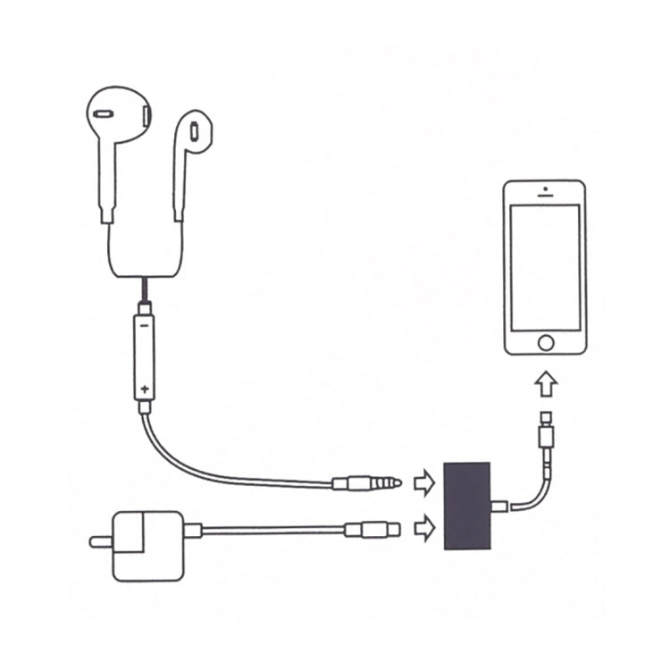 GL011 2 in 1 8 Pin Female + 3.5mm Female to 8 Pin Male Audio Charging Adapter(White) - Converter & Adapter by buy2fix | Online Shopping UK | buy2fix