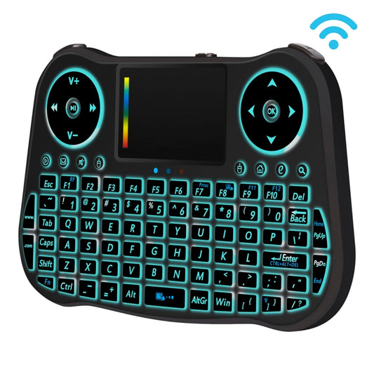 MT08 2.4GHz Mini Wireless Air Mouse QWERTY Keyboard with Colorful Backlight & Touchpad & Multimedia Control for PC, TV(Black) - MINI PC Accessories & Gadgets by buy2fix | Online Shopping UK | buy2fix