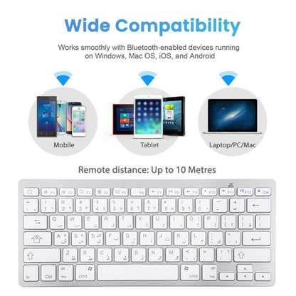 WB-8022 Ultra-thin Wireless Bluetooth Keyboard for iPad, Samsung, Huawei,  Xiaomi, Tablet PCs or Smart Phones, Arabic Keys(Silver) - Computer & Networking by buy2fix | Online Shopping UK | buy2fix