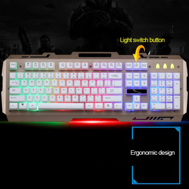 ZGB G700 104 Keys USB Wired Mechanical Feel Glowing Metal Panel Suspension Gaming Keyboard with Phone Holder(Gold) - Wired Keyboard by buy2fix | Online Shopping UK | buy2fix