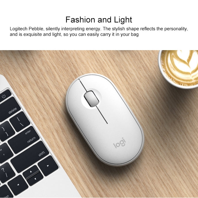 Logitech Pebble Cobblestone Shape Thin 3-keys 1000DPI Mute Wireless Bluetooth Optical Mouse, Wireless Range: 10m (White) -  by Logitech | Online Shopping UK | buy2fix