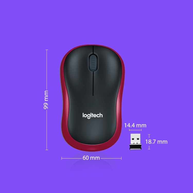 Logitech M186 Wireless Mouse Office Power Saving USB Laptop Desktop Computer Universal (Black Red) - Computer & Networking by Logitech | Online Shopping UK | buy2fix