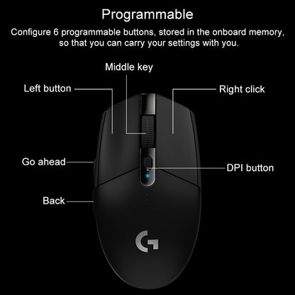 Logitech G304 LIGHTSPEED 12000 DPI 6 Programmable Buttons HERO Sensor Wireless Gaming Mouse (Black) - Computer & Networking by Logitech | Online Shopping UK | buy2fix
