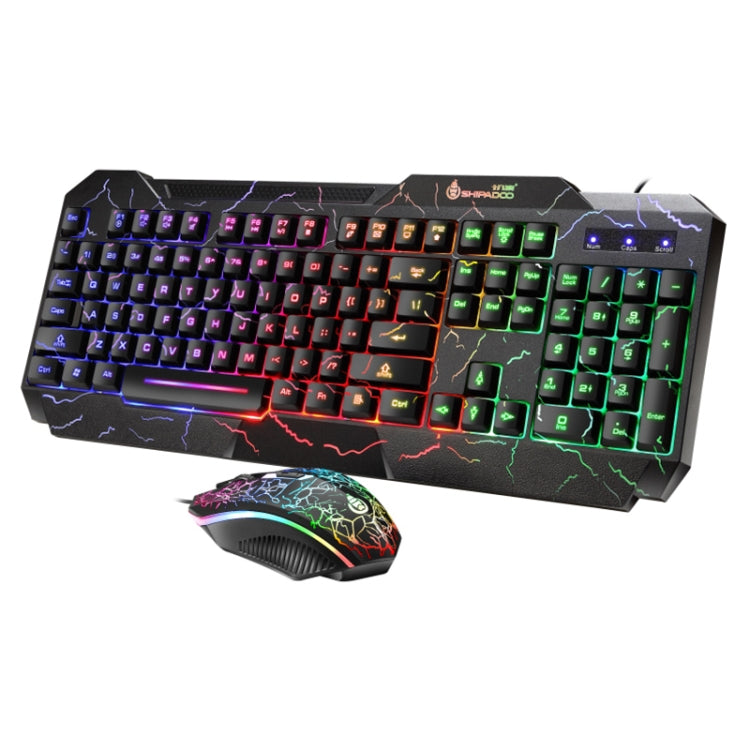 SHIPADOO D620 104-key Wired RGB Color Cracked Backlight Gaming Keyboard Mouse Kit for Laptop, PC - Wired Keyboard by SHIPADOO | Online Shopping UK | buy2fix