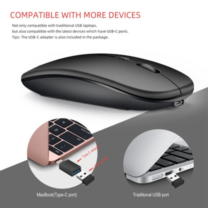 HXSJ M90 2.4GHz Ultrathin Mute Rechargeable Dual Mode Wireless Bluetooth Notebook PC Mouse(Grey) - Wireless Mice by HXSJ | Online Shopping UK | buy2fix