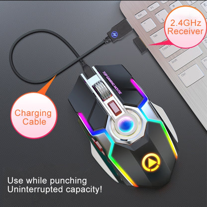 YINDIAO A5 2.4GHz 1600DPI 3-modes Adjustable Rechargeable RGB Light Wireless Silent Gaming Mouse (Black) - Wireless Mice by YINDIAO | Online Shopping UK | buy2fix