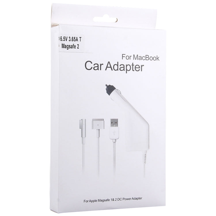 60W 16.5V 3.65A 5 Pin T Style MagSafe 2 Car Charger with 1 USB Port for Apple Macbook A1465 / A1502 / A1435 / MD212 / MD2123 / MD662, Length: 1.7m(White) - Cable & Adapter by buy2fix | Online Shopping UK | buy2fix