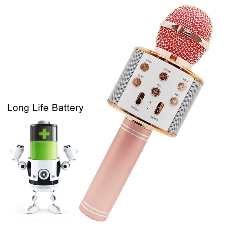 WS-858 Metal High Sound Quality Handheld KTV Karaoke Recording Bluetooth Wireless Microphone, for Notebook, PC, Speaker, Headphone, iPad, iPhone, Galaxy, Huawei, Xiaomi, LG, HTC and Other Smart Phones(Rose Gold) - Consumer Electronics by buy2fix | Online Shopping UK | buy2fix