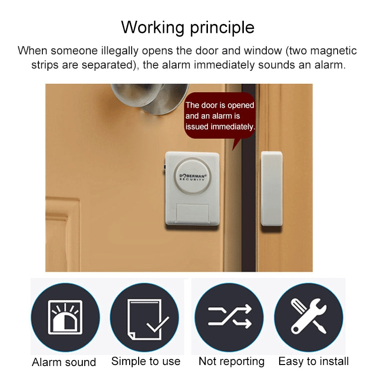 DOBERMAN SE-0119 Household Anti-theft Wireless Remote Control Door Magnetic Sensor Alarm - Security by buy2fix | Online Shopping UK | buy2fix