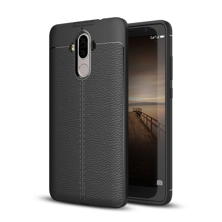 For Huawei  Mate 9 Litchi Texture Full Coverage TPU Protective Back Cover Case (Black) - Mobile Accessories by buy2fix | Online Shopping UK | buy2fix