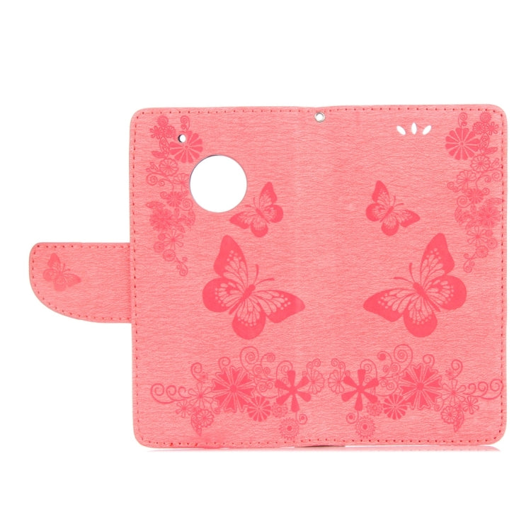 For Motorola Moto G5 Plus Pressed Flowers Butterfly Pattern Horizontal Flip Leather Case with Holder & Card Slots & Wallet(Pink) - Motorola Cases by buy2fix | Online Shopping UK | buy2fix
