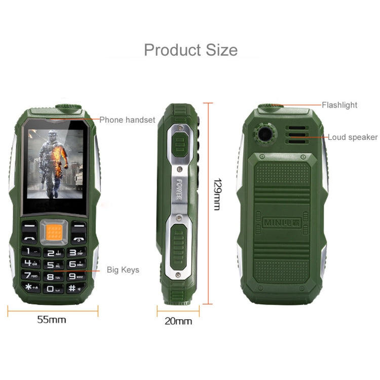 L9 Triple Proofing Elder Phone, Waterproof Shockproof Dustproof, 3800mAh Battery, 1.8 inch, 21 Keys, LED Flashlight, FM, Dual SIM(Green) - Others by buy2fix | Online Shopping UK | buy2fix