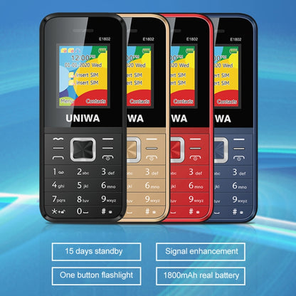 UNIWA E1802 Mobile Phone, 1.77 inch, 1800mAh Battery, SC6531DA, 21 Keys, Support Bluetooth, FM, MP3, MP4, GSM, Dual SIM(Blue) - UNIWA by UNIWA | Online Shopping UK | buy2fix