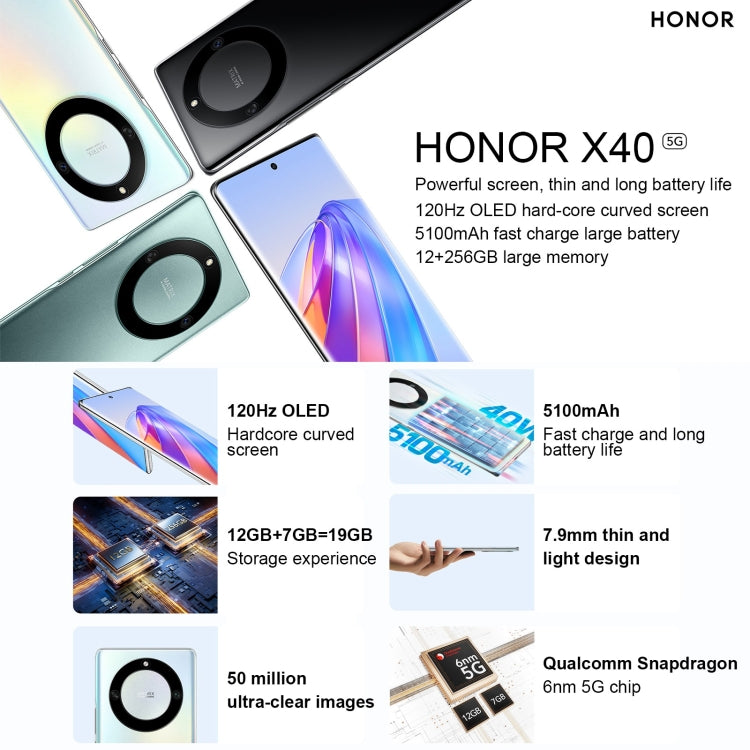 Honor X40 5G RMO-AN00, 50MP Cameras, 6GB+128GB, China Version - Honor by Huawei | Online Shopping UK | buy2fix