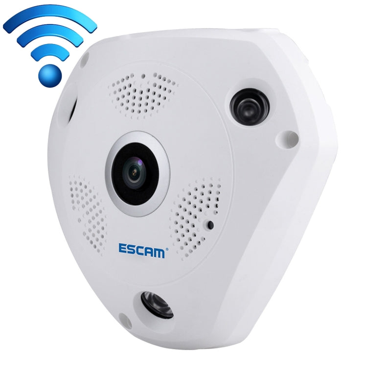 ESCAM Shark QP180 960P 360 Degrees Fisheye Lens 1.3MP WiFi IP Camera, Support Motion Detection / Night Vision, IR Distance: 10m - 360 Degree Camera by ESCAM | Online Shopping UK | buy2fix