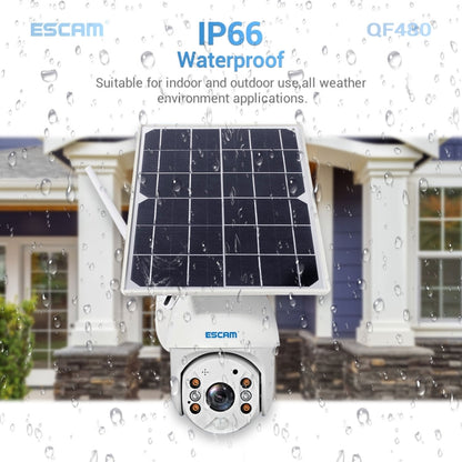 ESCAM QF480 US Version HD 1080P IP66 Waterproof 4G Solar Panel PT IP Camera without Battery, Support Night Vision / Motion Detection / TF Card / Two Way Audio (White) - Dome Camera by ESCAM | Online Shopping UK | buy2fix