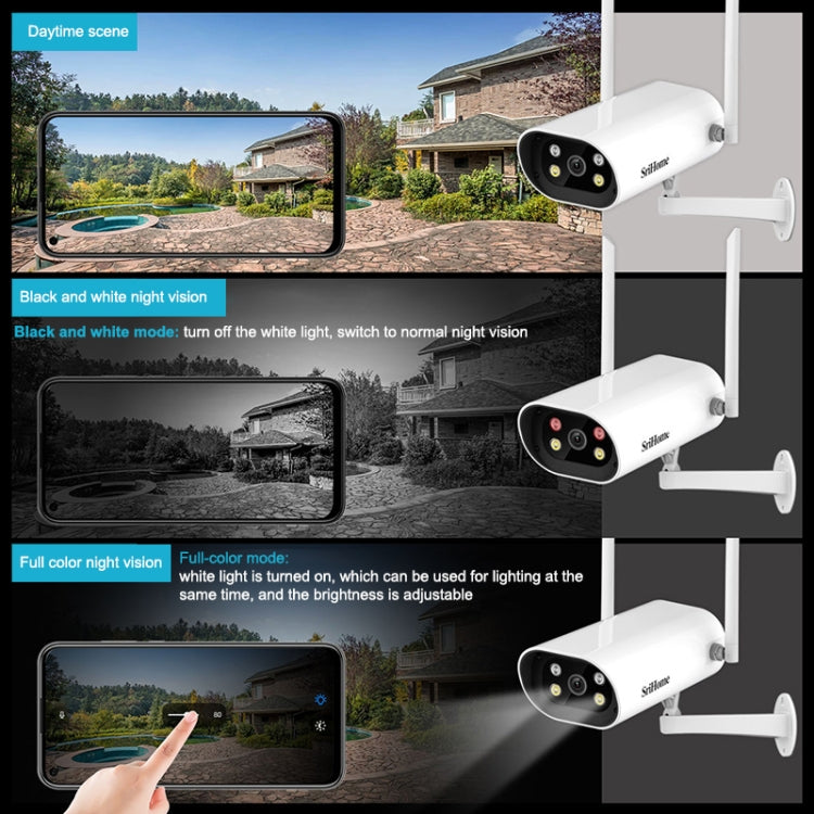 SriHome SH037 4.0 Million Pixel 2.4G+5G WiFi Waterproof Camera, Support Two-way Voice & TF Card & Motion Detection & Full Color Night Vision & AI Human Detection, UK Plug - Bullet Camera by SriHome | Online Shopping UK | buy2fix