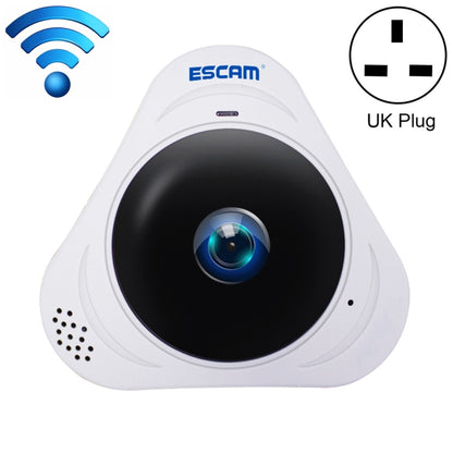 ESCAM Q8 960P 360 Degrees Fisheye Lens 1.3MP WiFi IP Camera, Support Motion Detection / Night Vision, IR Distance: 5-10m, UK Plug(White) - Security by ESCAM | Online Shopping UK | buy2fix