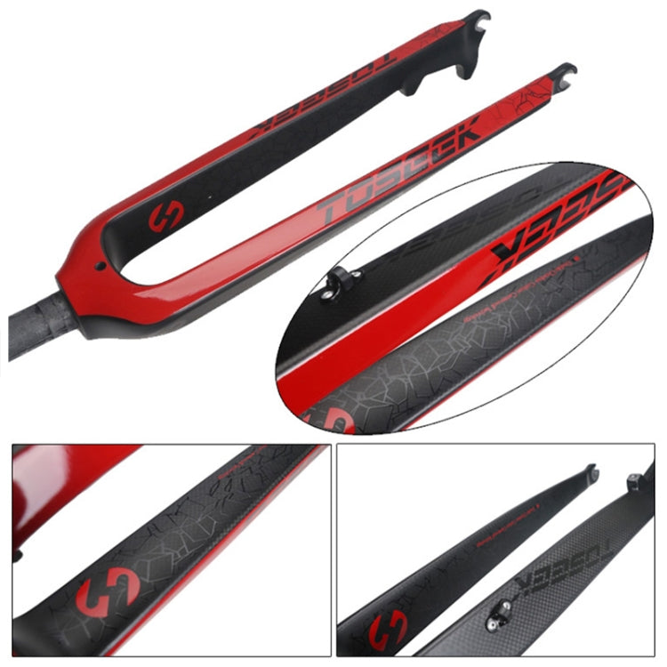 TOSEEK Ultra Light 27.5 Inch 405mm Mountain Bike Full Carbon Front Fork Straight Head Tube Disc Brake(Red) - Outdoor & Sports by TOSEEK | Online Shopping UK | buy2fix