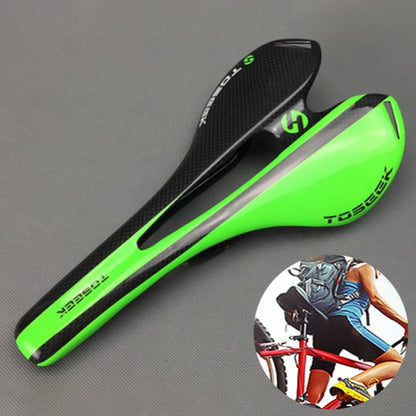 TOSEEK Road Bike Carbon Fiber Seat Bicycle Hollow Seat Saddle, 3K Texture + Light (Green) - Outdoor & Sports by TOSEEK | Online Shopping UK | buy2fix