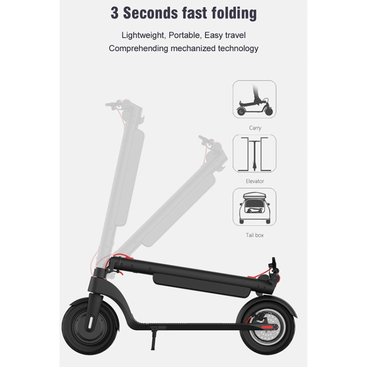 [EU Warehouse] X8 Outdoor Waterproof Foldable Electric Scooter with 10 inch Vacuum Tires & LCD Display & LED Lights & 10AH Lithium Battery, Load-bearing: 20-100kg (Black) - Electric Scooters by buy2fix | Online Shopping UK | buy2fix